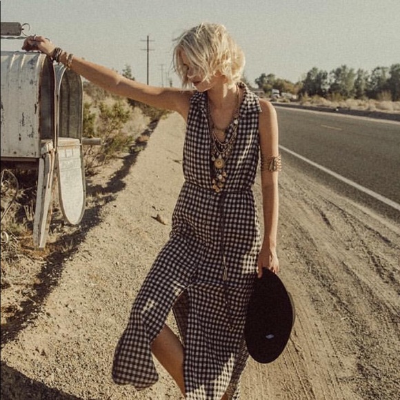 NWT MAXI  by white crow, leather tie belt black & taupe check, button up. - Picture 1 of 10